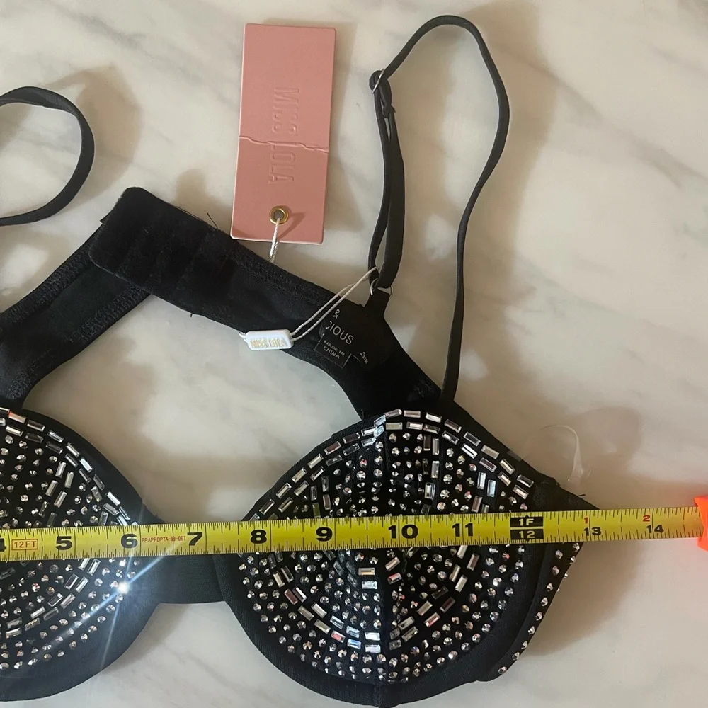 Hot & Delicious Rhinestone Crystal 2pc Set Black Maxi Skirt L NWT - Picture 4 of 11